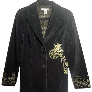 CAbi Vintage Antoinette Velvet Embroidered Coat Jacket Size 6